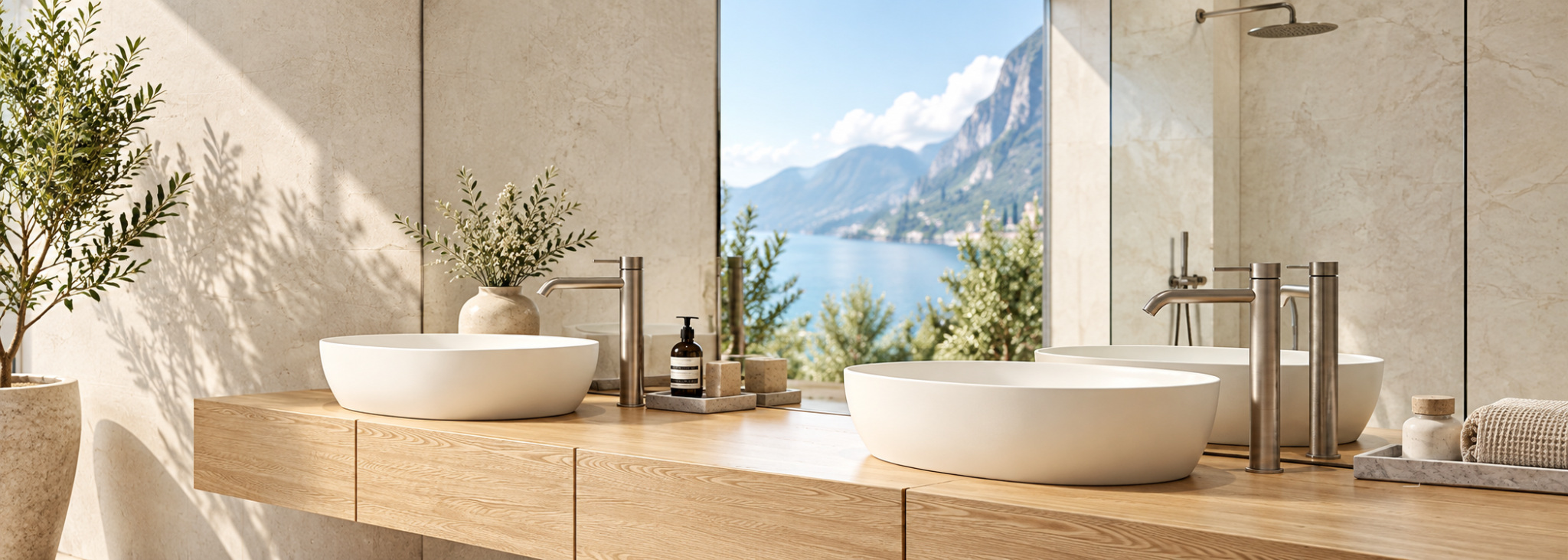 Bathroom vanity with ocean view