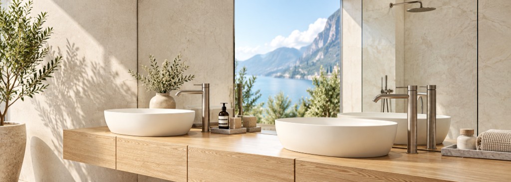 Bathroom vanity with ocean view