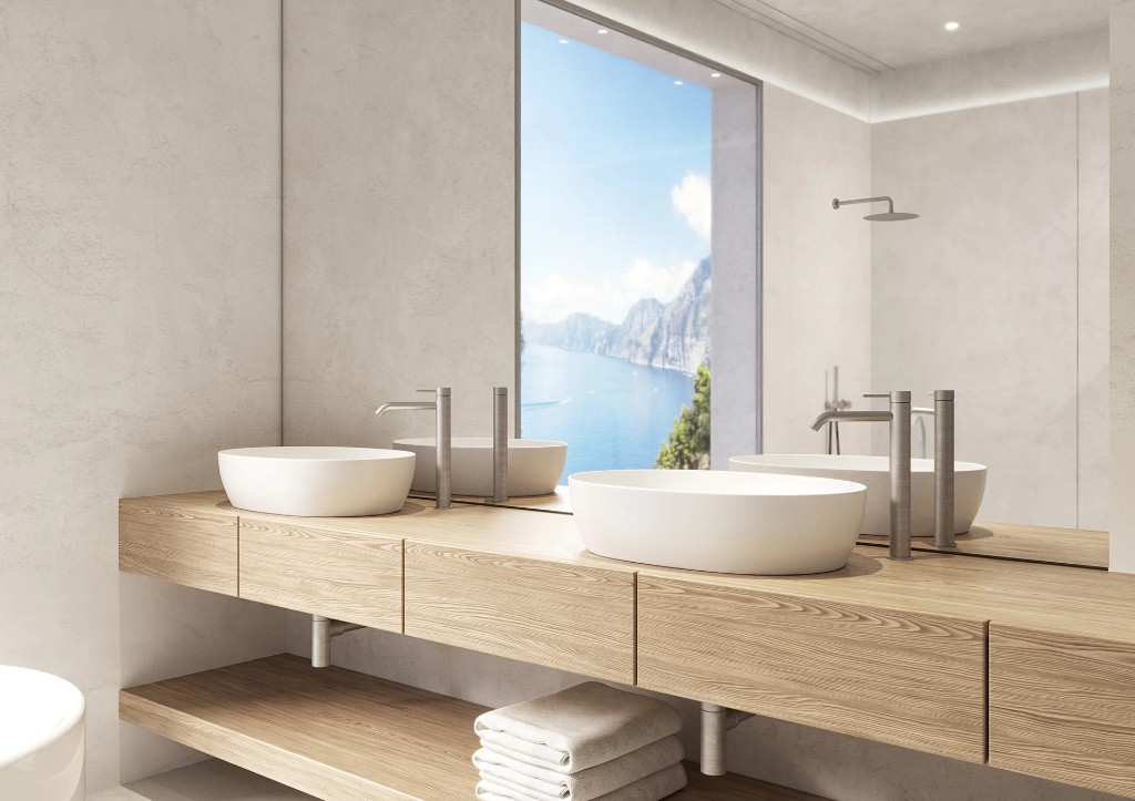 Bathroom vanity with ocean view